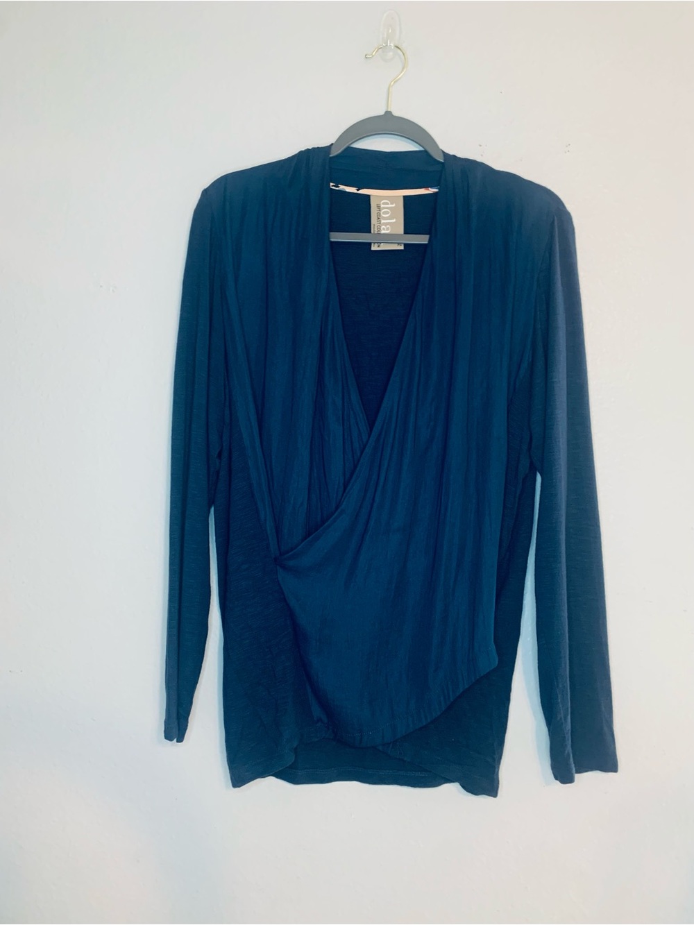 Anthropologie DOLAN Women’s Navy Faux Wrap Long Sleeve Top. Size XL . SKU 048 - Picture 2 of 11